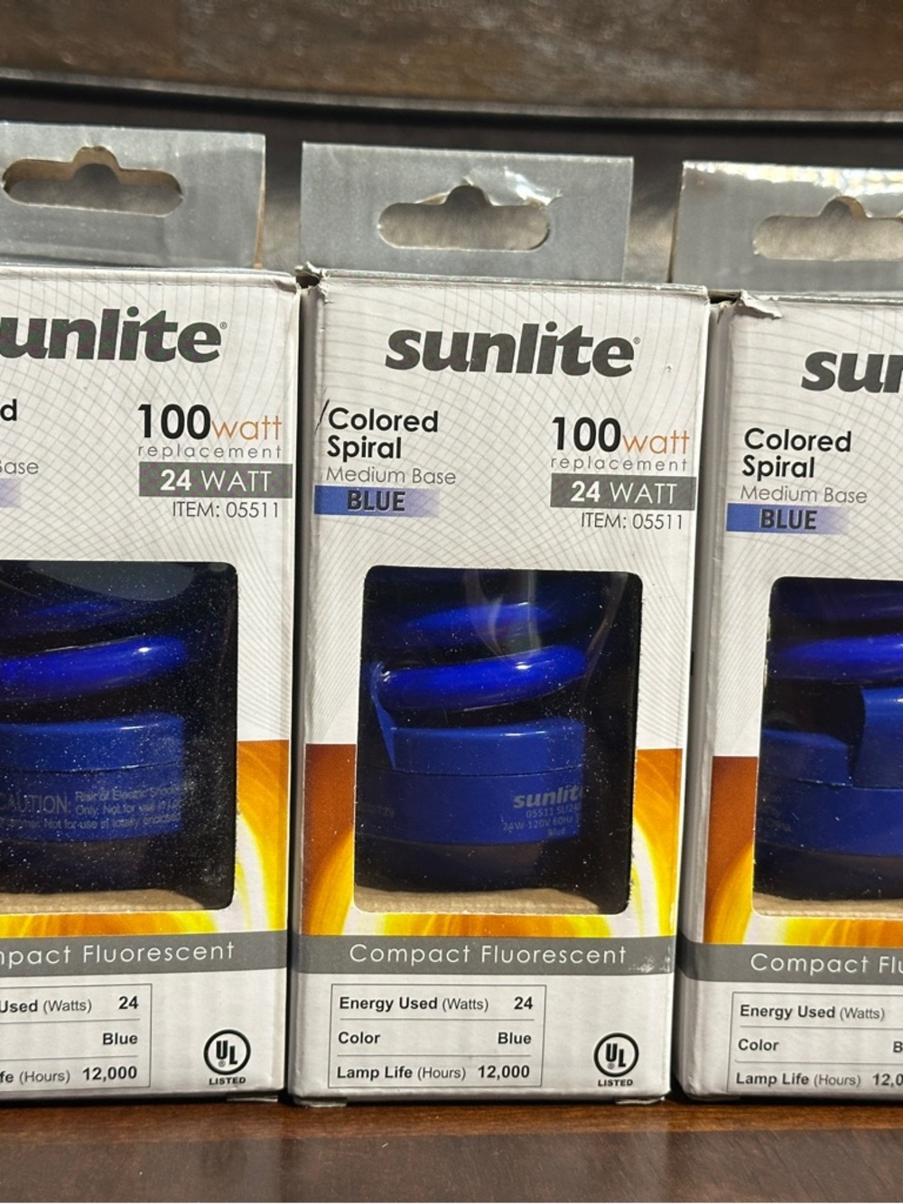 Sunlite 05511 100 Watt Colored Spiral Medium Base Blue Bulb - SL24/B NEW Lot